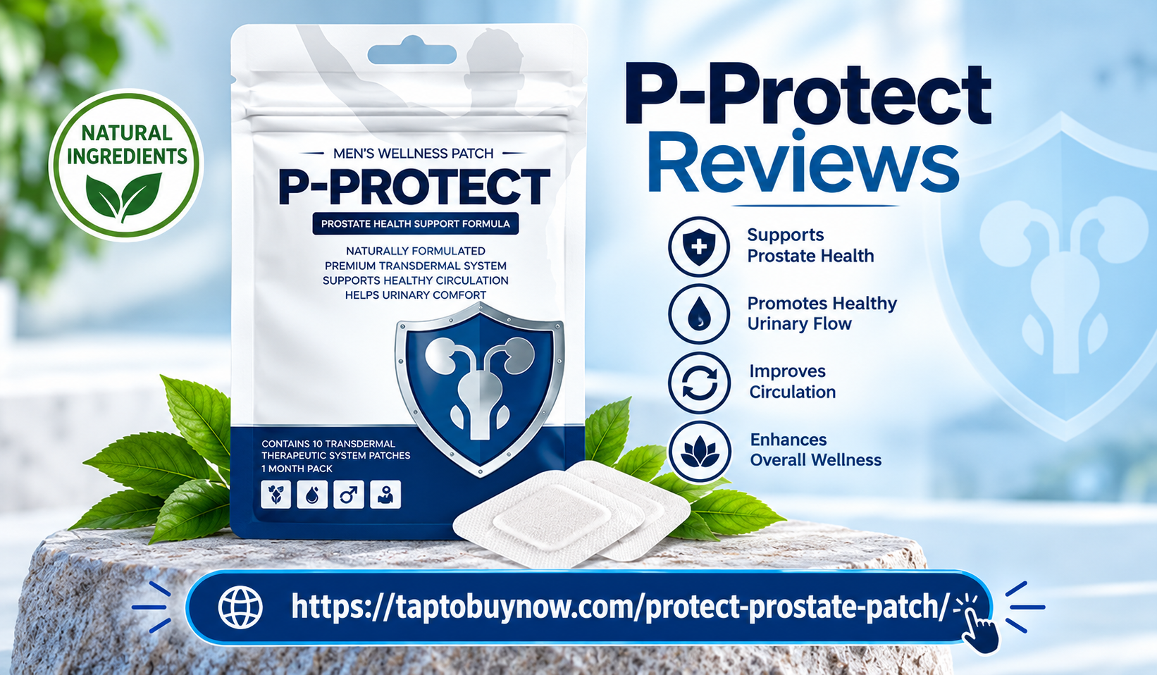 P-PROTECT packaging on stone with patches
